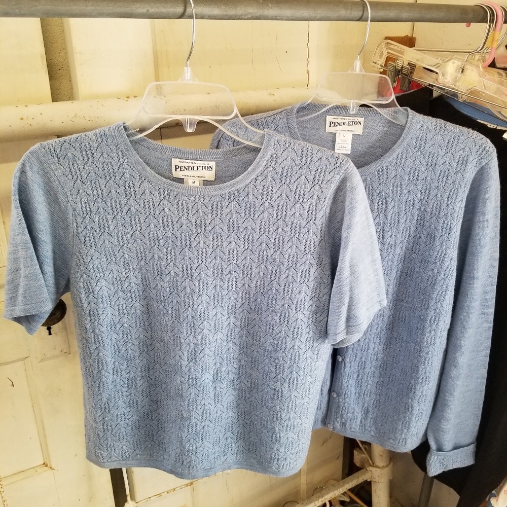 Vintage Blue Pendleton Medium Large Sweater Set